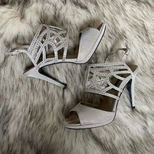 Caparros Poet Nude Glimmer Cage Heels